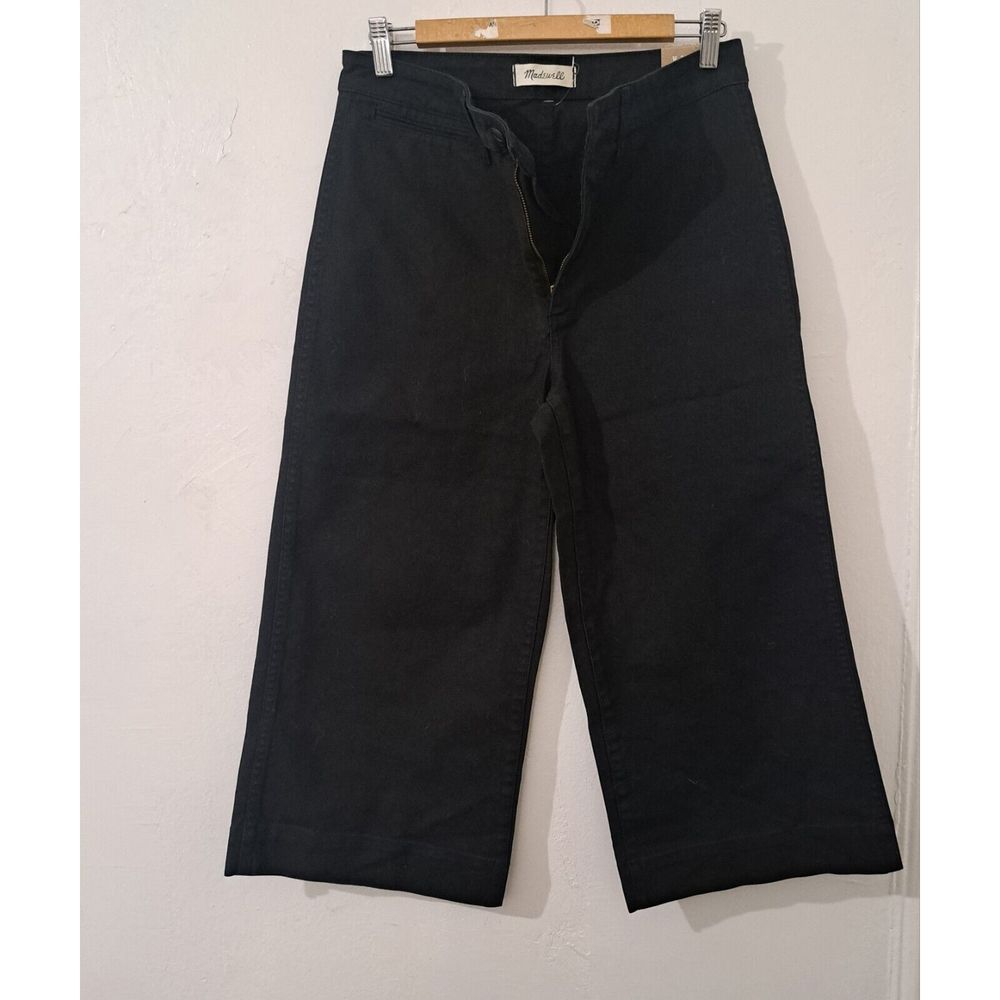 Madewell Womens Size 29 Petite EMMETT WIDE LEG CROPPED pants Black Jeans